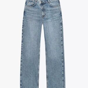 Zara Blue Straight Leg Jeans with Vintage Wash